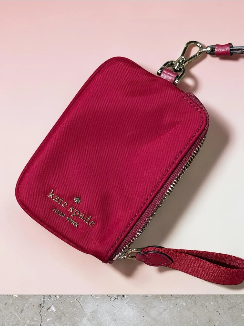 Kate Spade Chelsea The Little Better Cranberry Zip Card Case Wristlet NWT